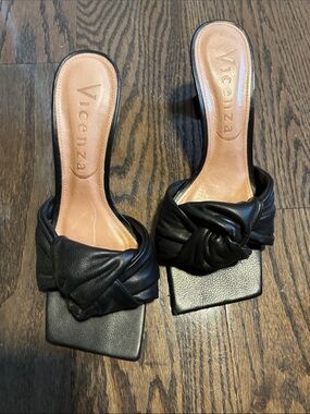 Vicenza Black Knotted Slide Heels